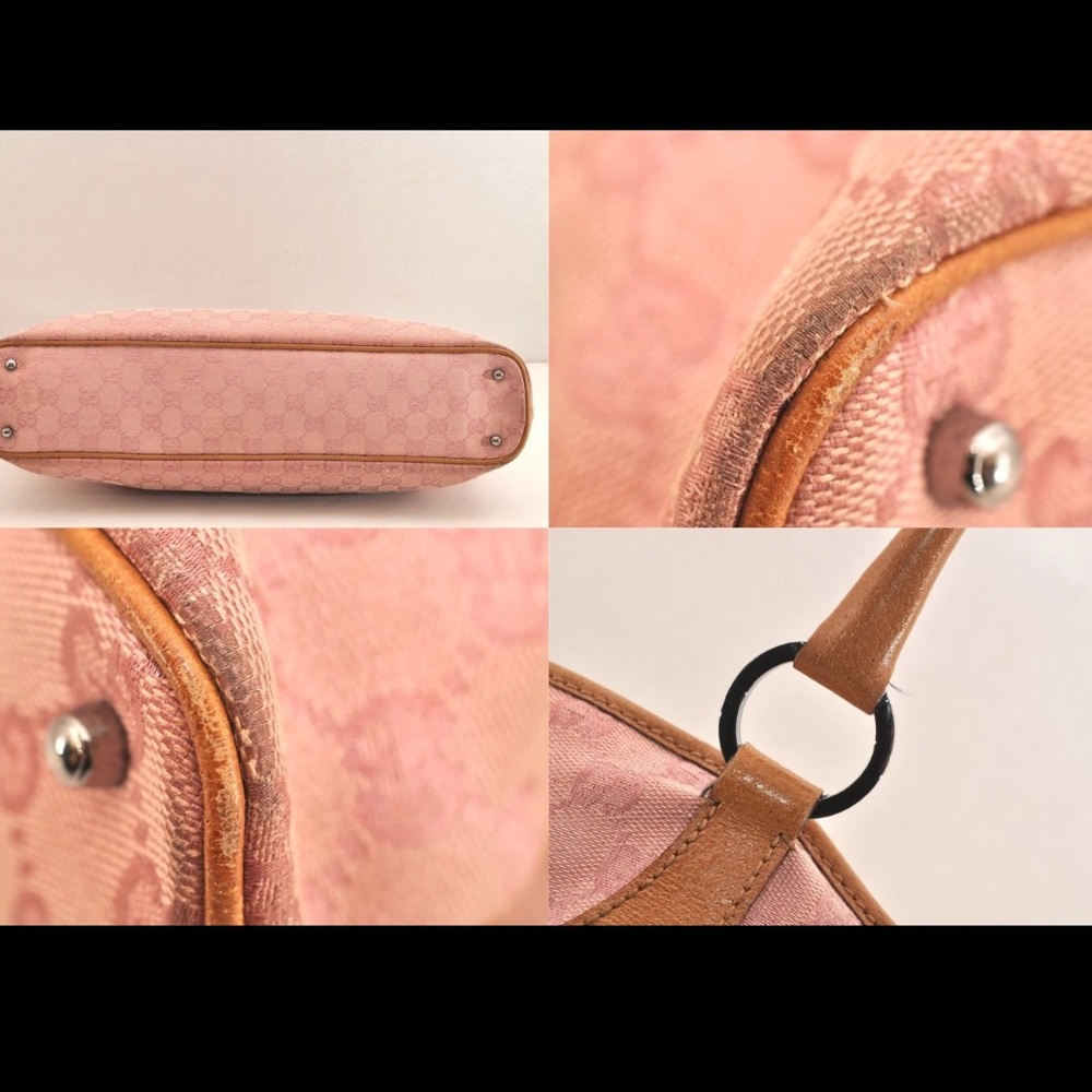 GUCCI Shoulder Hand Tote Bag GG Canvas Leather Pink - Picture 7 of 10